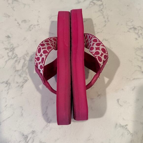 Coach Jessalyn Signature Monogram pink Flip Flops Sandals thick sole Y2K preppy - Picture 6 of 8